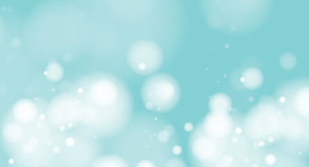Serene light blue background with soft white bokeh circles and sparkling particles creating a dreamy ambiance