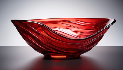 elegant red glass bowl with unique curves and textured surface