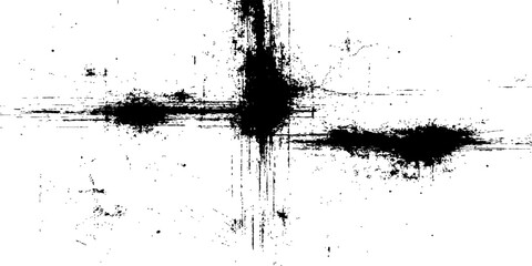 Naklejka premium Black ink splat and grunge splashes create a dirty liquid texture with paint drips, vector spray stains, and brush splatter elements on a decorative frame pattern