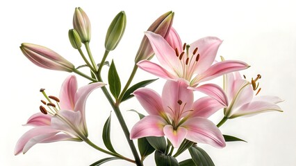 Obraz premium Pink Lily Flowers Blooming Studio Close Up