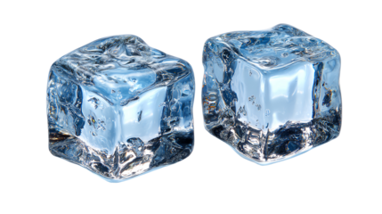 Crystal Clarity: Two pristine ice cubes, embodying purity and refreshment, sit in cool tranquility.