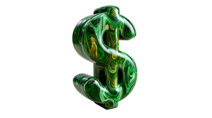 Dollar Symbol of Prosperity: A striking, verdant dollar sign, a symbol of wealth and prosperity, is presented with a unique, textured, and artful design.