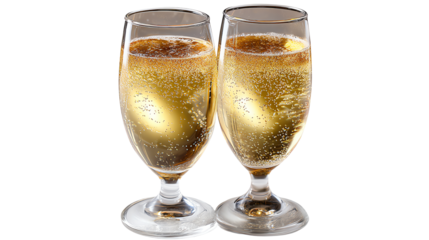 Cheers to Celebration: Two elegant champagne glasses clink, sparkling with effervescence, inviting a toast to joy, celebration, and moments of bliss. 