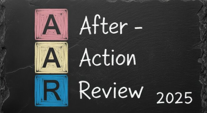 After Action Review Concept Shown on a Chalkboard, AAR Strategy for 2025 Planning and Assessment