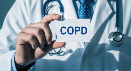 Doctor Holding COPD Card: Medical Professional Awareness and Treatment for Chronic Obstructive Pulmonary Disease