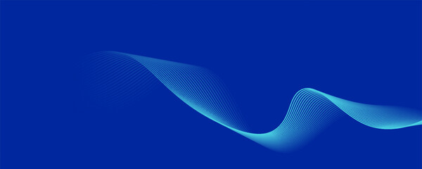 Abstract glowing wave lines on dark blue background. Dynamic wave pattern. Modern flowing wavy lines. Futuristic technology concept. Suit for banner, poster, cover, brochure, flyer, website