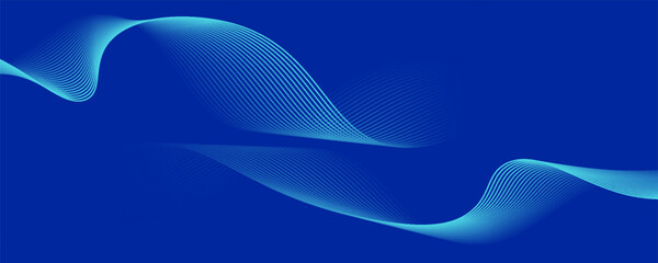 Abstract glowing wave lines on dark blue background. Dynamic wave pattern. Modern flowing wavy lines. Futuristic technology concept. Suit for banner, poster, cover, brochure, flyer, website