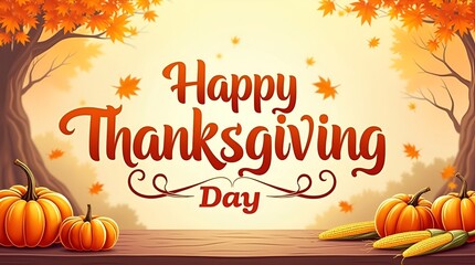 Vintage-style Thanksgiving banner featuring classic calligraphy lettering, muted fall colors, ornamental borders, elegant vector illustration