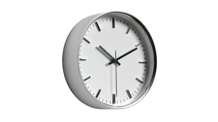 Timeless Moments: A modern, minimalist clock displaying the passage of time, its sleek design and clean aesthetic perfectly capturing the essence of precision and efficiency.