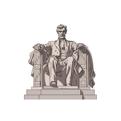 Fototapeta premium Abraham Lincoln statue icon at Lincoln Memorial for Lincoln’s Birthday or American history projects