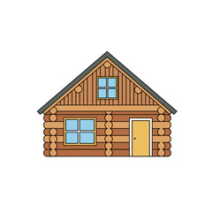 Wooden log cabin icon for Abraham Lincoln&rsquo;s Birthday or early American history themes
