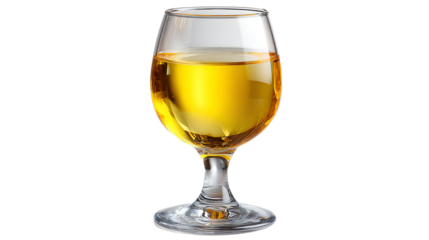 A Glass of Golden Delight: A solitary glass, filled with a vibrant golden liquid, stands gracefully. The transparent vessel and the amber contents combine to create a moment of purity and indulgence.