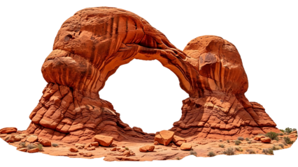 Natural rock arch formation in desert landscape
