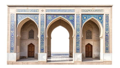 Eastern ancient Arab arch entrance to the building