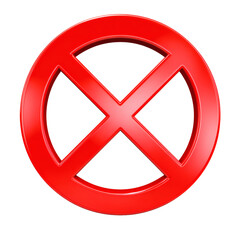 Obraz premium A bold red circle with a cross symbol, universally indicating something is prohibited or not allowed.