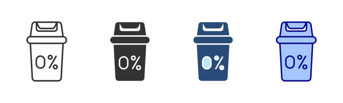 Zero Waste Bin Icon Set. Designed In Multi Style