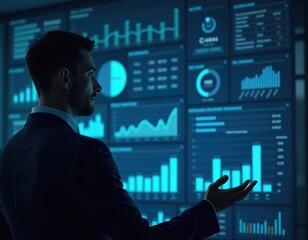 Biometric authentication and data protection concept with businessman scanning fingerprint representing cybersecurity digital identity secure access privacy system and encrypted technology