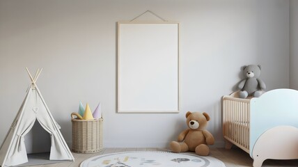 Cozy nursery with teddy bears and teepee