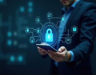 Businessman using generative AI tools on laptop for content creation Concept of artificial intelligence machine learning automation data generation and digital innovation in modern technology