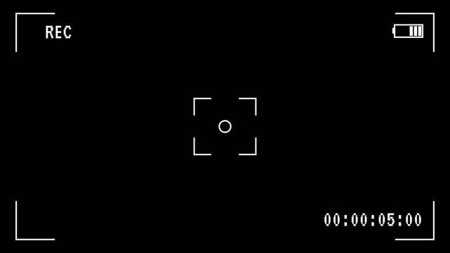 camera recorder screen overlay digital display on black background 4k video