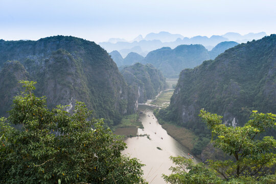 View of the Trang An Landscape in Ninh Binh province, Vietnam