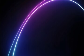 Vibrant neon light trails arc across dark space