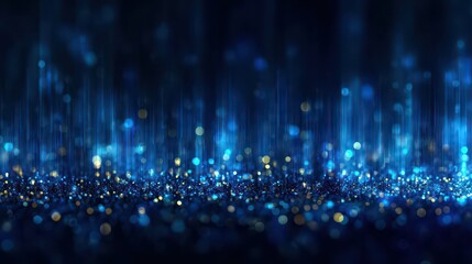 Abstract Blue and Gold Glitter Background with Vertical Lines for Festive Designs