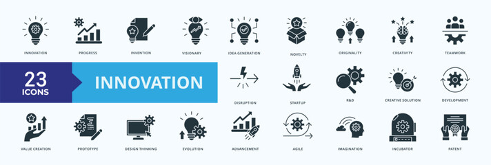 Innovation Icon Pack Glyph Style Illustration Vector