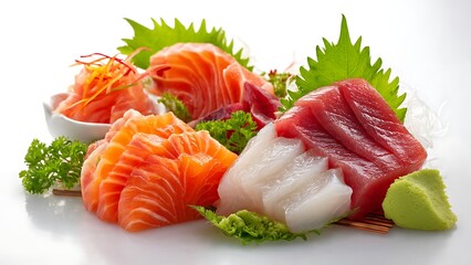 Close-Up Realistic Image of Exquisite Japanese Sashimi Platter
