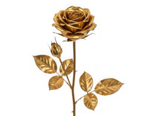 Elegant golden rose with detailed petals and leaves