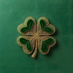 Decorative Clover Leaf Pattern Made from Natural Material, Good Luck Symbol and Eco Design