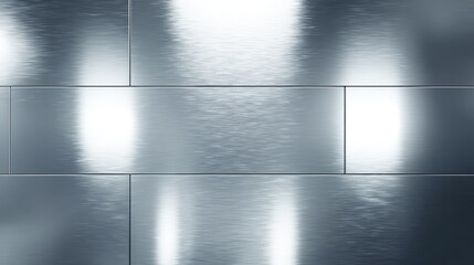 Shiny Metallic Surface with Reflected Light and Textured Patterns for Industrial and Modern Aesthetic Designs