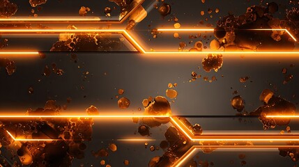Abstract background with glowing lines and floating particles in shades of orange and black for modern design projects