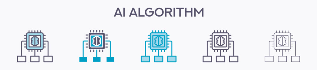 Ai Algorithm Element For Design Graphic - Multi Styles. Vector Illustration Of Two Colored And Black. Multiple Icons Designs Can Be Used For Mobile, Ui, Web 