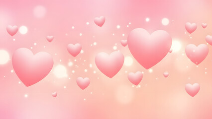 Soft Pastel Valentine Background With Floating Pink Hearts
