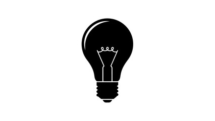 Obraz premium Black and white vector illustration of a lightbulb on white background.