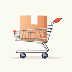 Shopping cart carrying a cardboard box concept illustration isolated