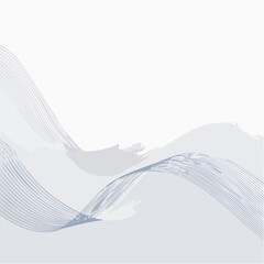 Abstract illustration of flowing lines and watercolor brush strokes on white backdrop