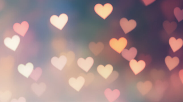 Abstract Valentine background with soft heart-shaped bokeh lights - Powered by Adobe