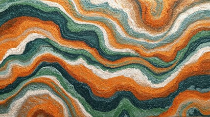 Abstract wavy patterns in vibrant colors creating a dynamic texture with earthy tones and fluid shapes in artistic design