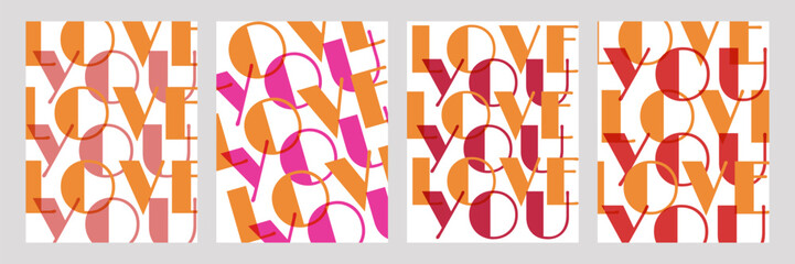 Valentine posters, a set of four colorful bookmarks with the words love you