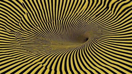 Abstract Visual Representation of Yellow and Black Spiral Patterns Creating an Optical Illusion Background