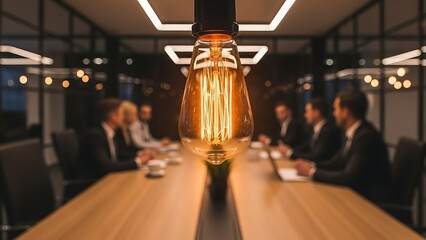 Innovation Concept with Light Bulb and Office Team