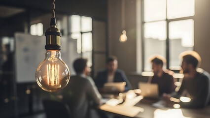 Creative Business Team Meeting with Idea Light Bulb