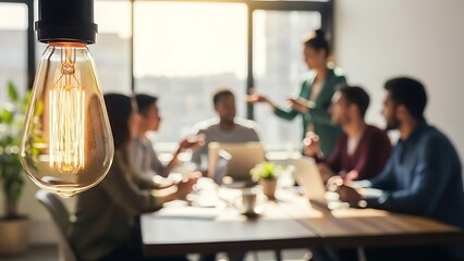 Brainstorming Session in Modern Office Environment