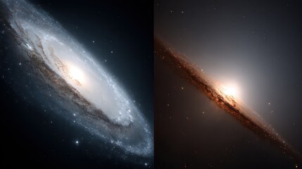 Fototapeta premium Dramatic View Of Spiral Galaxies In Deep Space Against A Dark Backdrop Revealing Cosmic Majesty And Interstellar Dust Cloud Formations