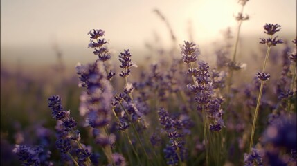 Obraz premium Lavender Field at Sunrise A Stunning Floral Display