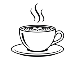 Obraz premium Latte art in cup on transparent background design element for cafe or restaurant menu