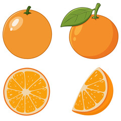 Simple Orange Fruit Vector Illustration