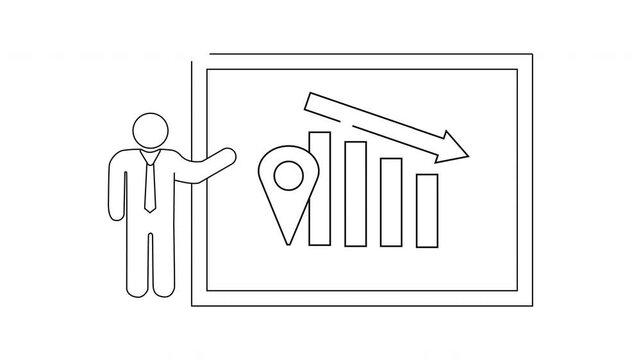 Business Presentation with Graph and Location Pin Icon.